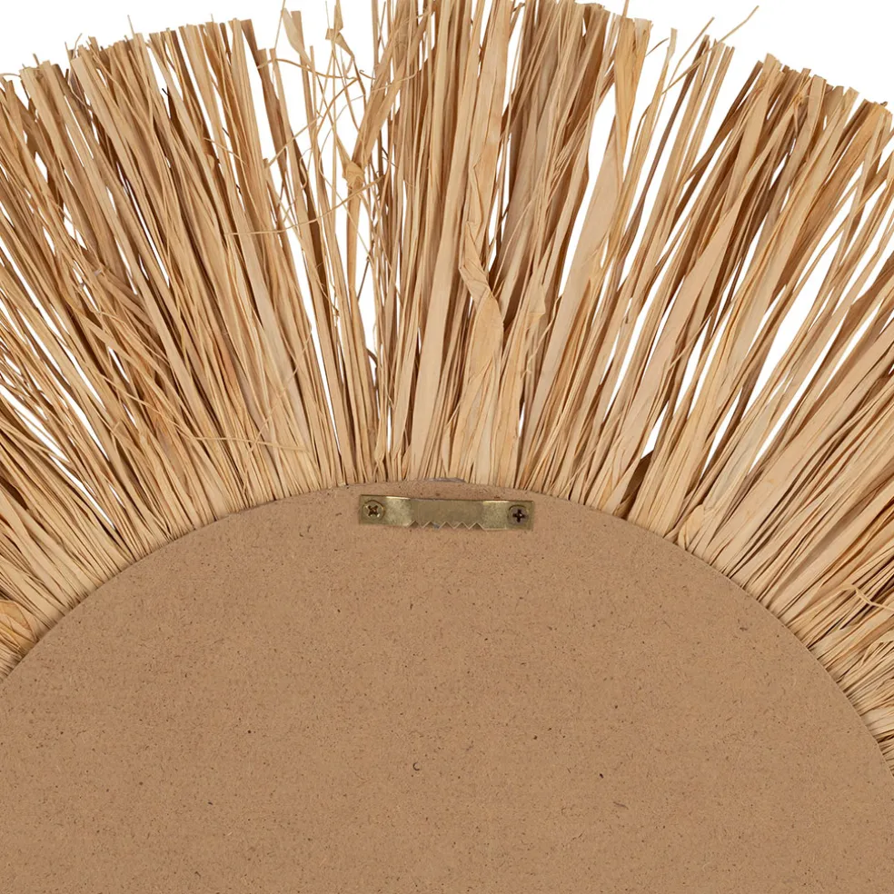 Deco murale rosace en raphia naturel et blanc - Cauri