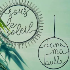 Deco suspension bulle metal dore d25