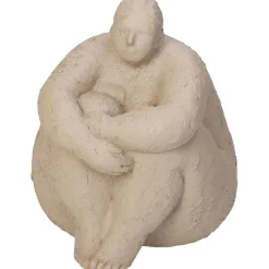 Decoration femme polyresine beige d14.5xh16.5cm