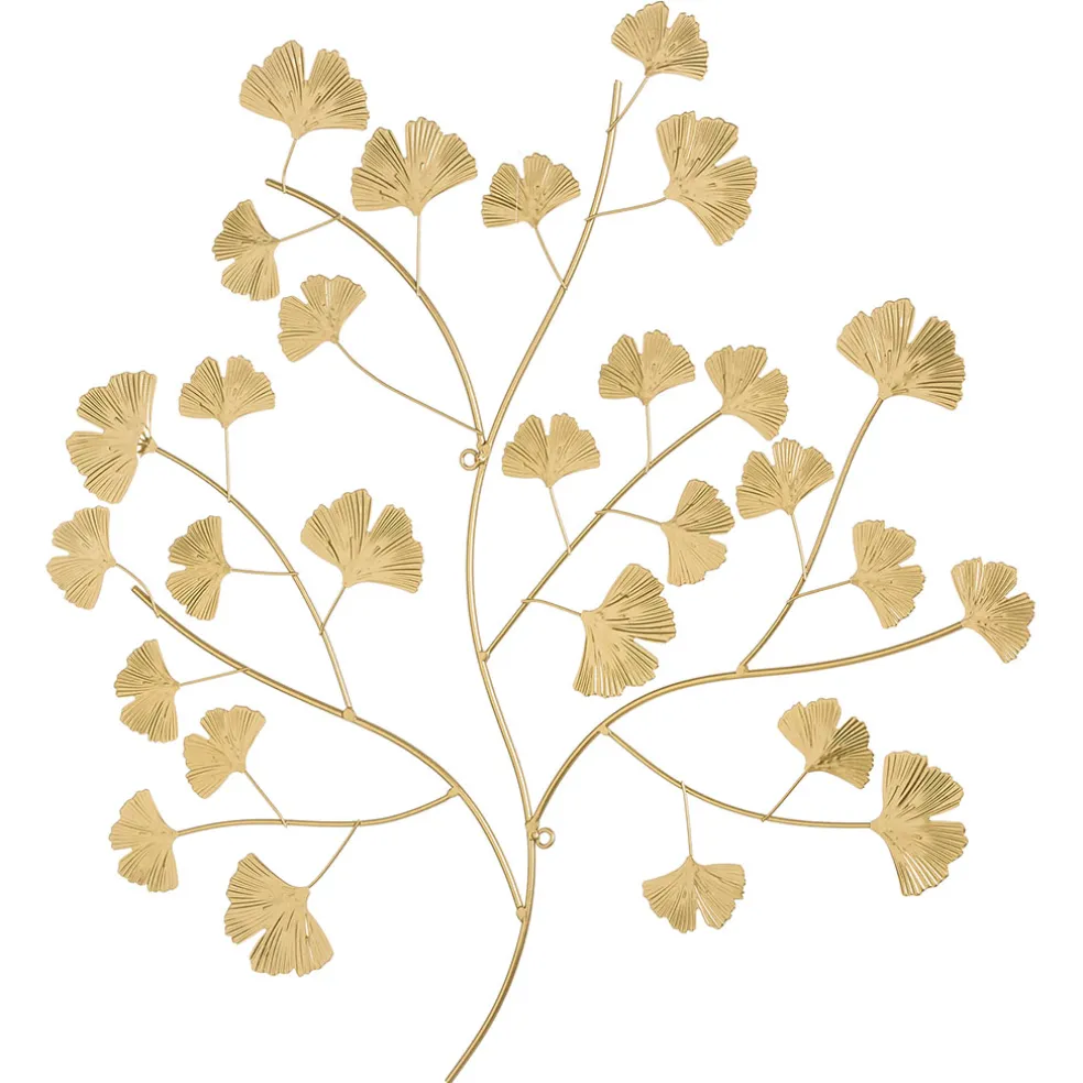 Decoration murale feuille de ginkgo metal doré (53x56cm)