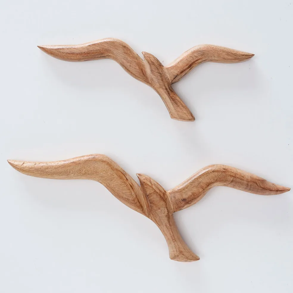 Decoration murale mouette en manguier 46x16cm