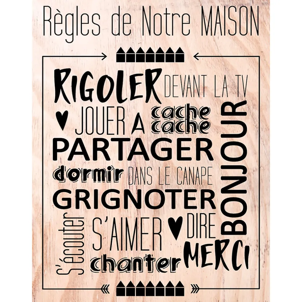 Decoration murale wording regles maison 30x40