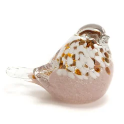Decoration oiseau en verre mouchete rose - sulfure