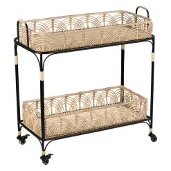 Desserte en fer et rotin 2 niveaux - Element