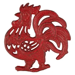 Dessous de plat coq en fonte rouge - Basse-Cour