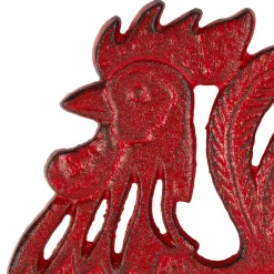 Dessous de plat coq en fonte rouge - Basse-Cour