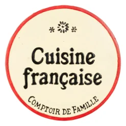 Dessous de plat en fonte "Cuisine française" ivoire et rouge d25cm