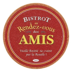 Dessous de plat en liège rouge et jaune d20cm - Bistrot Des Amis