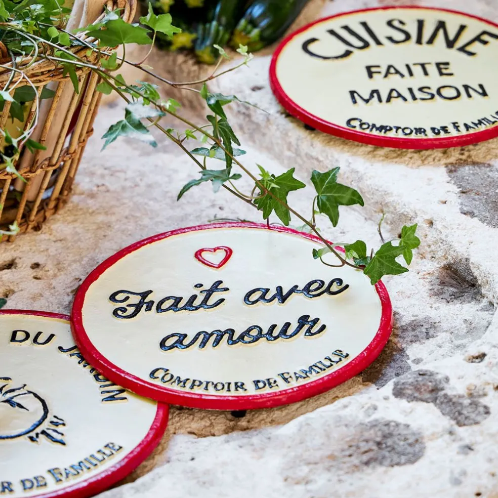 Dessous de plat "fait avec amour" en fonte ivoire d24cm - Fontnel