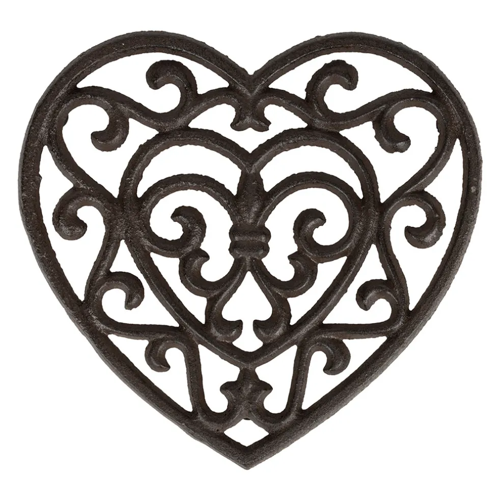 Dessous plat en fonte coeur brun - rhodonea