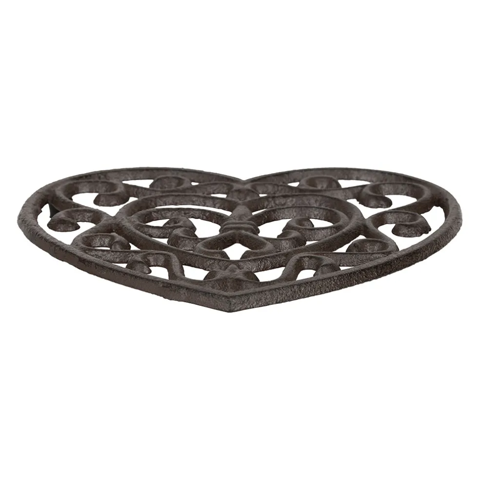 Dessous plat en fonte coeur brun - rhodonea