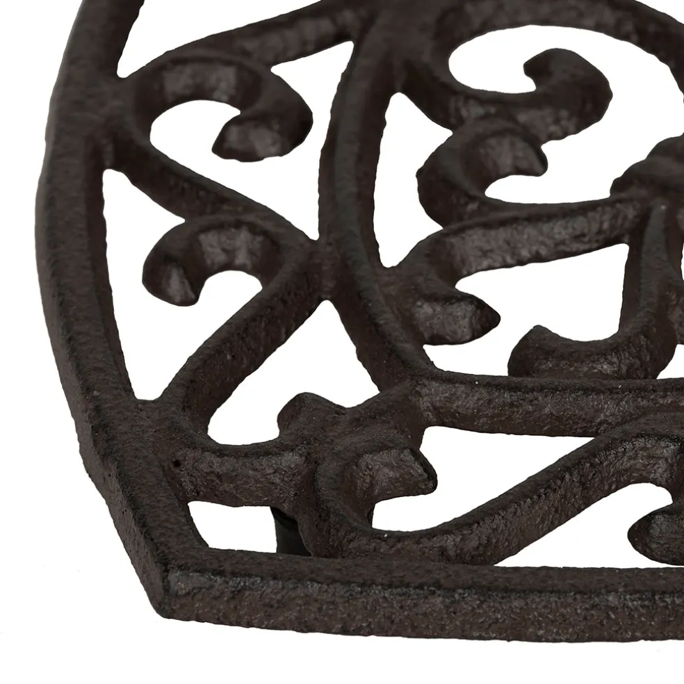 Dessous plat en fonte coeur brun - rhodonea