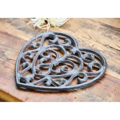 Dessous plat en fonte coeur brun - rhodonea