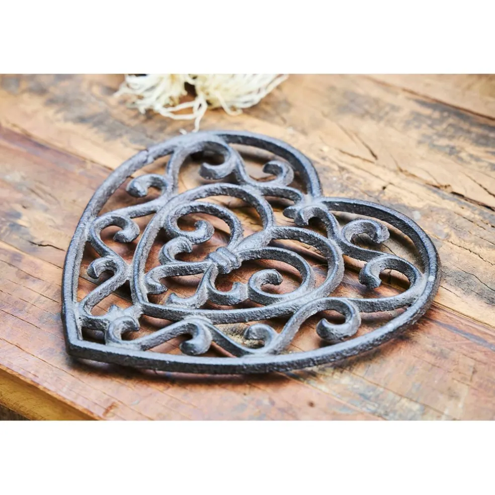 Dessous plat en fonte coeur brun - rhodonea