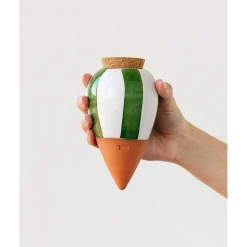 Diffuseur d'eau en argile raye vert et blanc 25cl - Olla