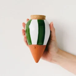 Diffuseur d'eau en argile raye vert et blanc 25cl - Olla