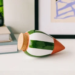 Diffuseur d'eau en argile raye vert et blanc 25cl - Olla