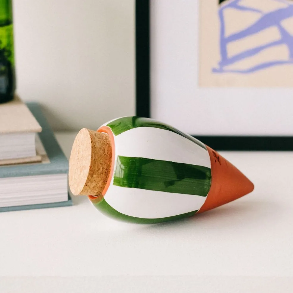 Diffuseur d'eau en argile raye vert et blanc 25cl - Olla