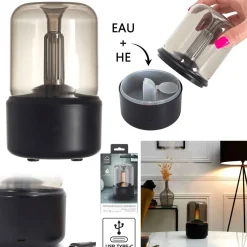 Diffuseur d'huiles essentielles verre fumé h19cm