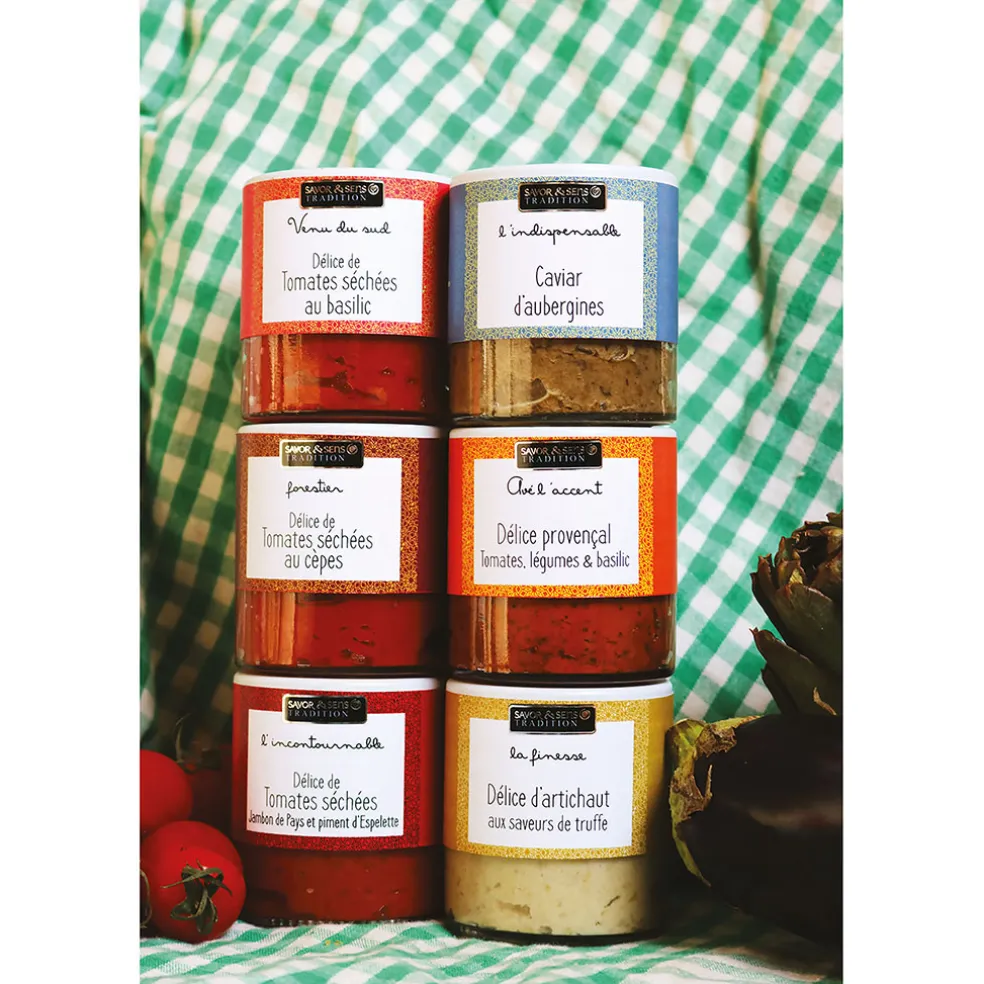 Délice de tomate, jambon de pays & piment d' espelette