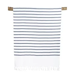 Drap de plage en coton mariniere bleu et blanc 90x180cm - Pestamal