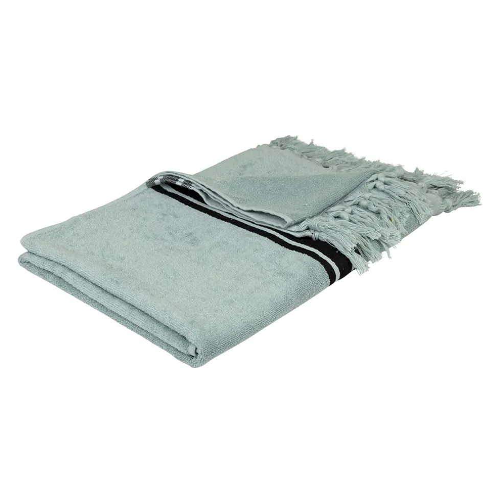 Drap de plage en coton uni jade 90x180cm - Tuitti