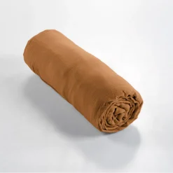 Drap housse camel en gaze de coton 140x190cm - Gaia