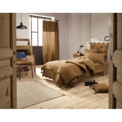 Drap housse camel en gaze de coton 140x190cm - Gaia
