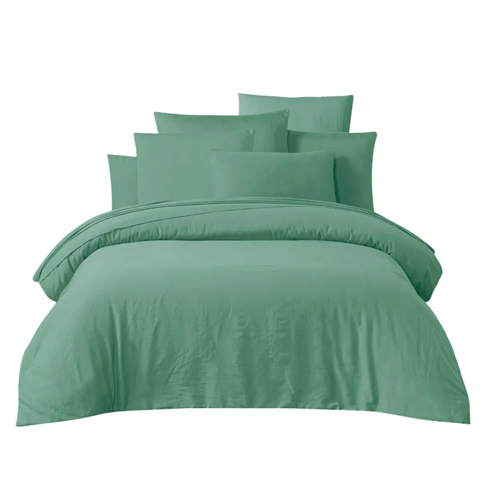 Drap housse en coton céladon 160x200cm - Taloa