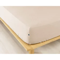 Drap housse en flanelle sable 180x200cm - Candice