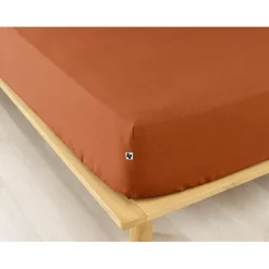 Drap housse en flanelle tomette 140x190cm - Candice