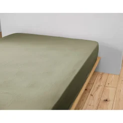 Drap housse romarin en gaze de coton 140x190cm - Gaia