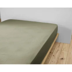 Drap housse romarin en gaze de coton 160x200cm - Gaia