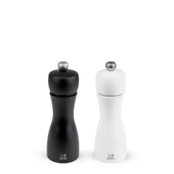 Duo moulin a poivre et sel tahiti blanc et noir mat 15cm