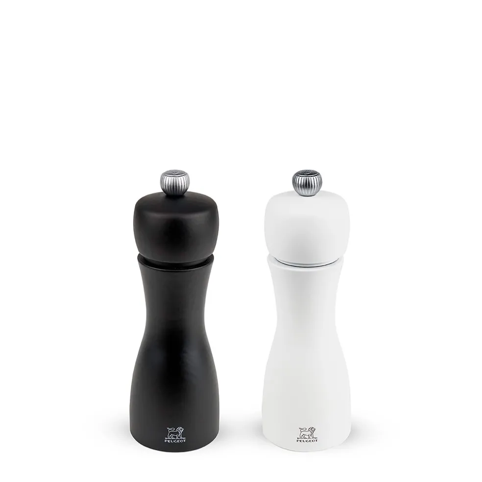 Duo moulin a poivre et sel tahiti blanc et noir mat 15cm