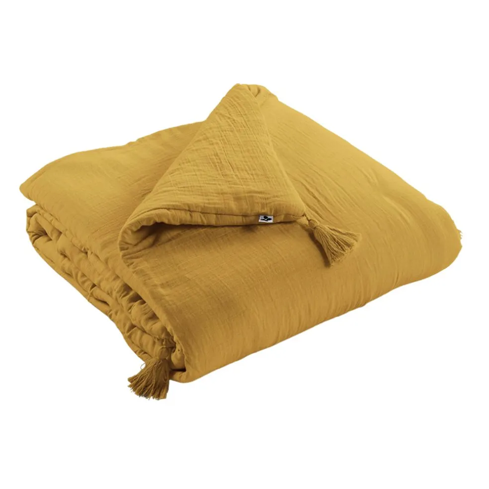 Edredon safran en gaze de coton 150x150cm - Gaia