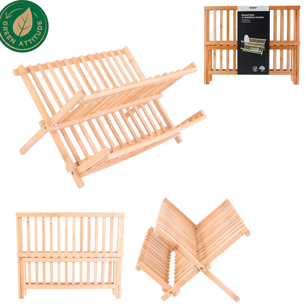 Egouttoir à vaisselle en bambou