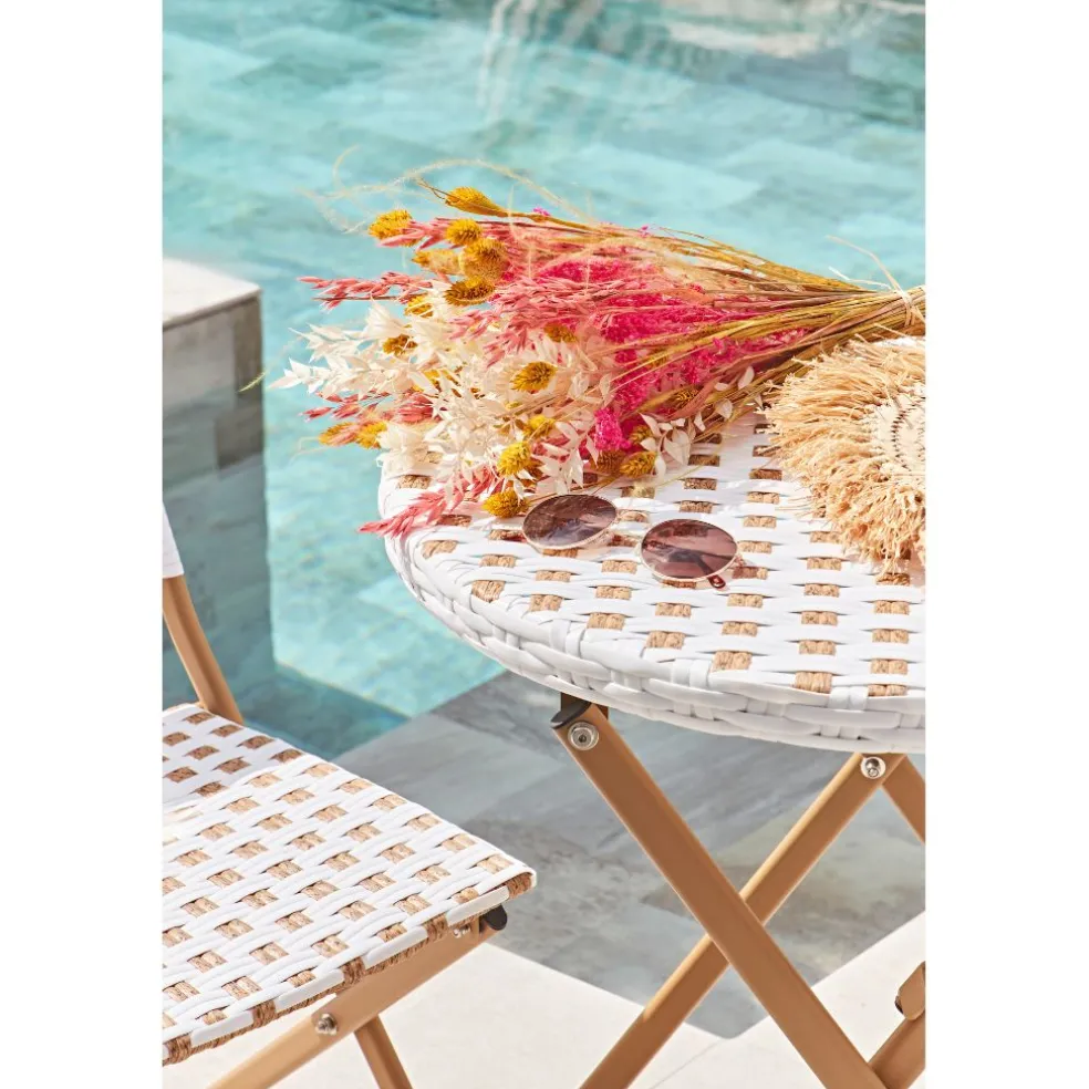 Ensemble table et chaises de jardin en résine naturelle - Bellano