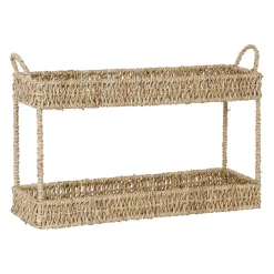 Etagere 2 niveaux en jonc de mer naturel h26.5cm - Borneo