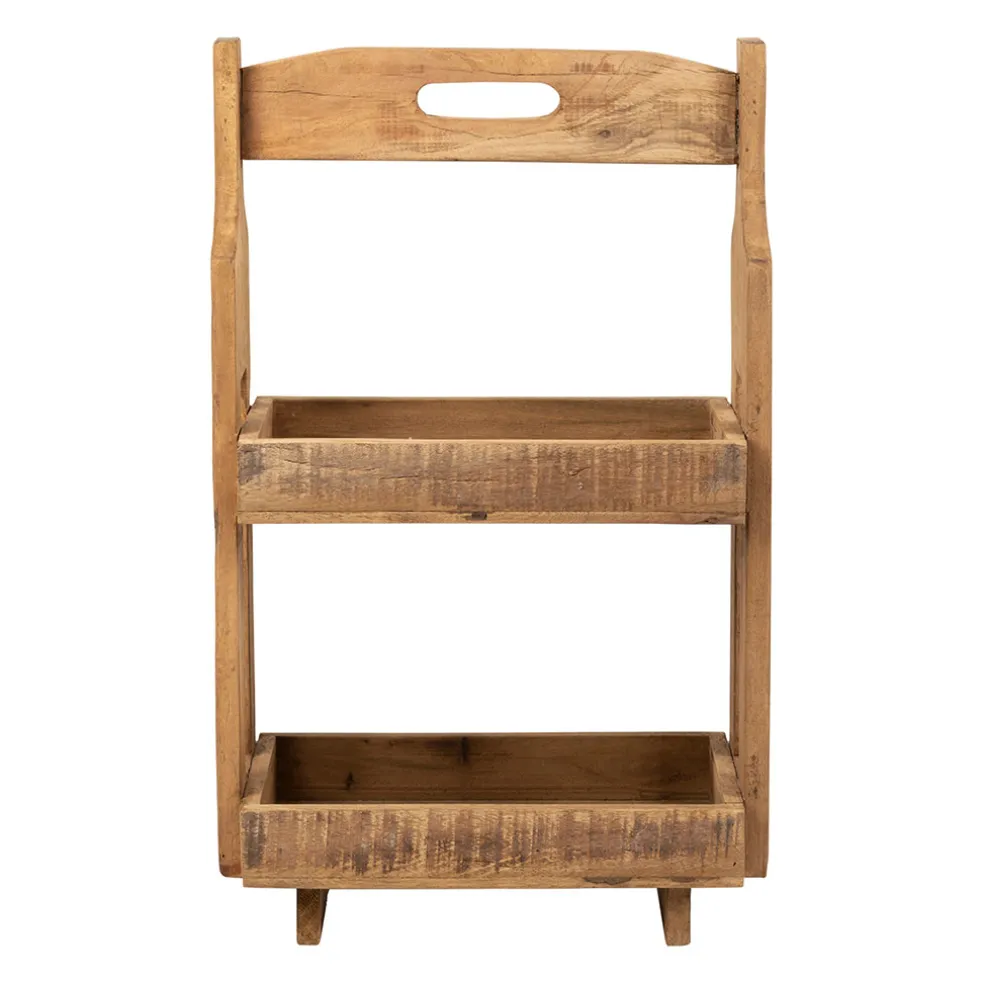 Etagere 2 paniers en bois recyclé naturel h65.5cm - Campagne