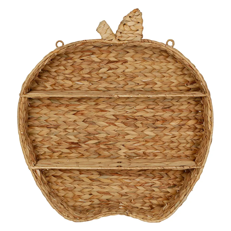 Etagere murale 2 niveaux en jacynthe d'eau et fer naturel h59cm - Pomme