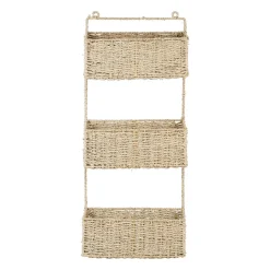 Etagere murale 3 paniers recif naturel en jonc de mer