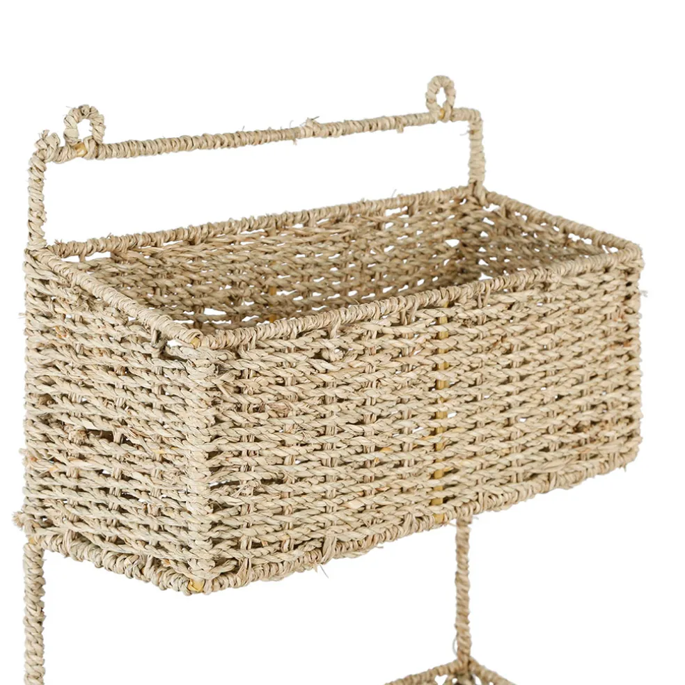 Etagere murale 3 paniers recif naturel en jonc de mer