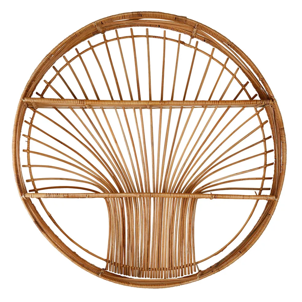 Etagere murale ronde en rotin naturel - Floraly
