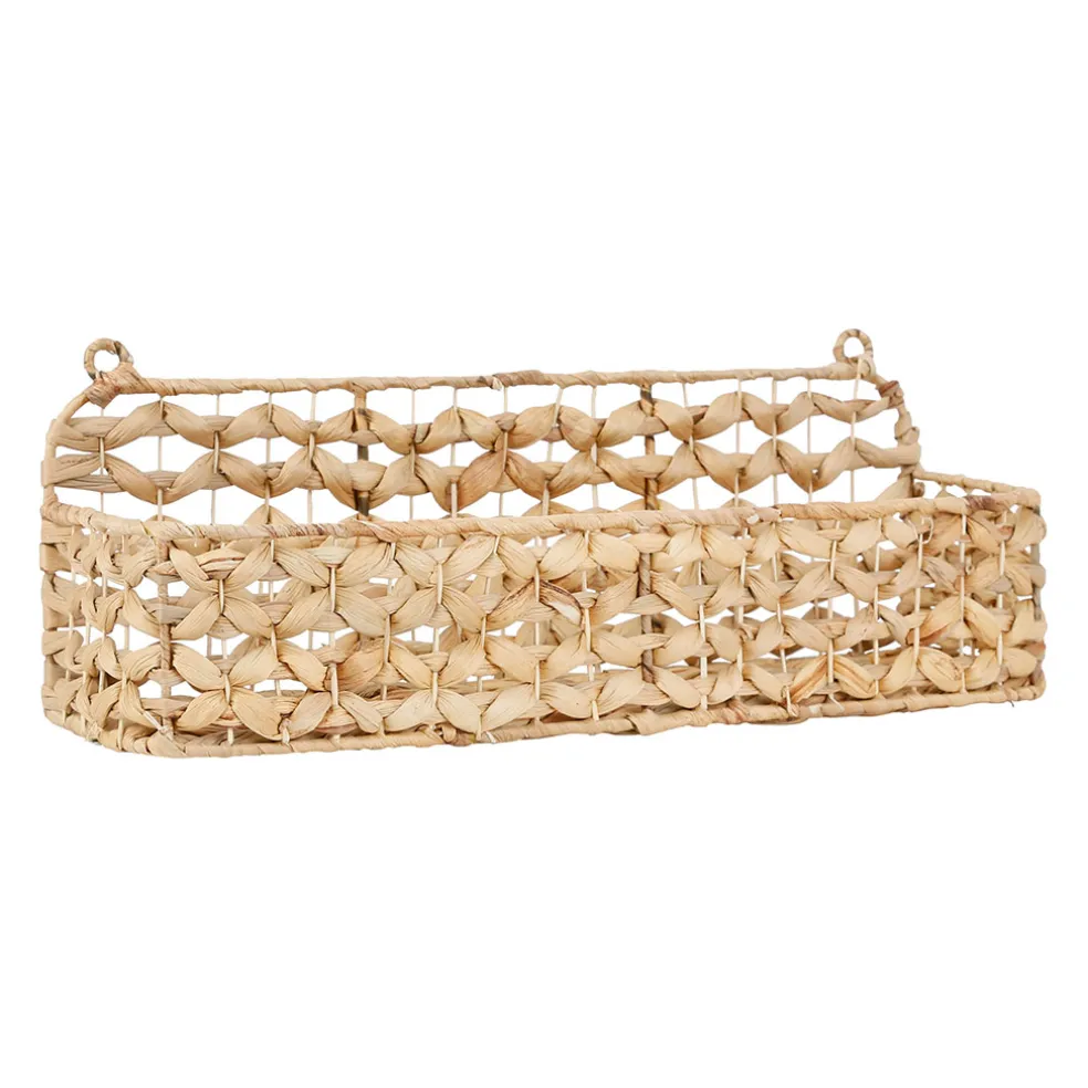 Etagere murale un été a la mer naturel en jacinthe d'eau et fer