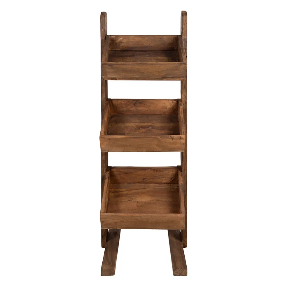Etagère 3 plateaux en bois recyclés naturel H100cm - Campagne