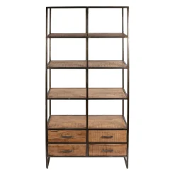 Etagère en fer noir et bois d' acacia H200cm- Factory