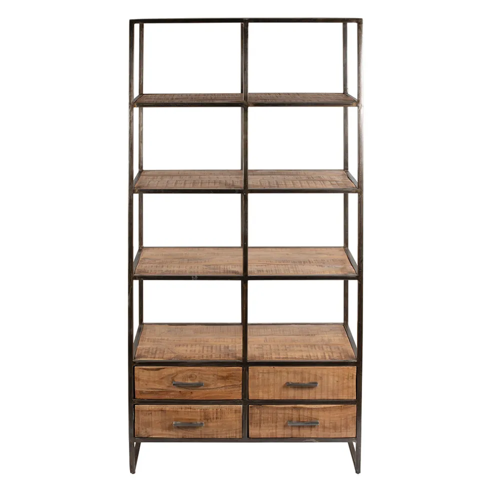 Etagère en fer noir et bois d' acacia H200cm- Factory