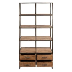 Etagère en fer noir et bois d' acacia H200cm- Factory