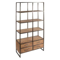 Etagère en fer noir et bois d' acacia H200cm- Factory